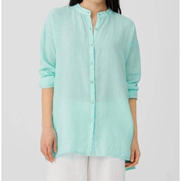 garment-dyed organic handkerchief linen shirt in aqua