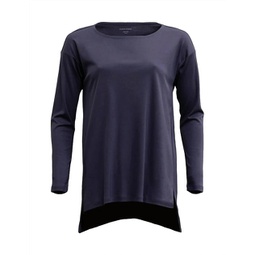 ballet neck long sleeve top in blue shale