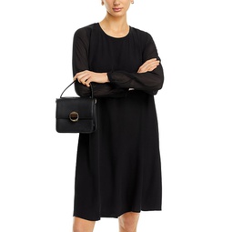 Silk Pullover Dress with Sheer Sleeves