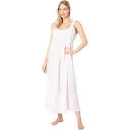 Eileen West Cotton Dobby Stripe Woven Sleeveless Ballet Nightgown