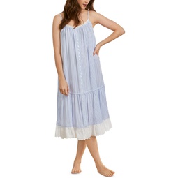 Womens Eileen West Ruffle Cotton Lawn Strappy Gown