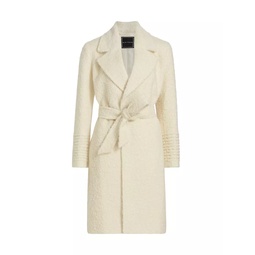 Belted Boucle-Knit Coat