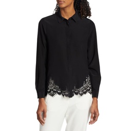 Lace Inset Silk Blouse