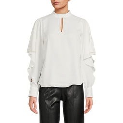 Mina Ruffled Keyhole Blouse