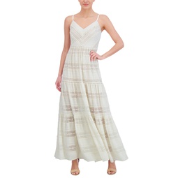 Womens Lace Tiered Maxi Dress