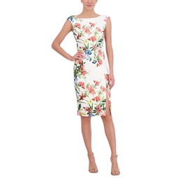 Womens Boat Neck Sleeveless Sheath Dress