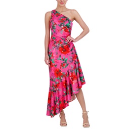 Womens Floral-Print One-Shoulder Maxi Dress