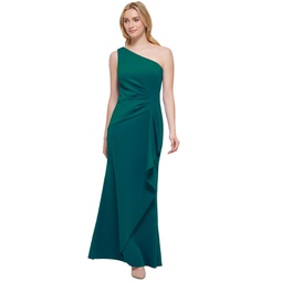 Plus Size Ruched One-Shoulder Gown