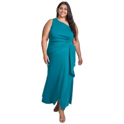 Plus Size Ruched One-Shoulder Gown