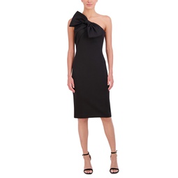 Womens Bow-Trim One-Shoulder Sheath Dress