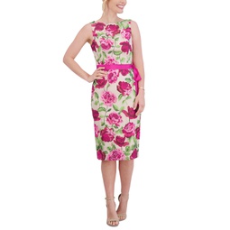 Womens Floral-Embroidered Sheath Dress