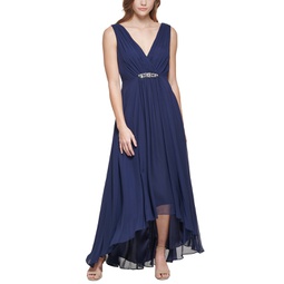Womens Embellished High-Low Gown