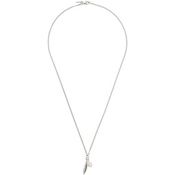 SSENSE Exclusive Silver Feather & Pearl Necklace 232883M145013