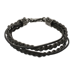 Black Double Braided Bracelet 232883M142001