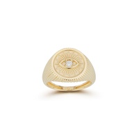 14k gold & diamond evil eye signet ring