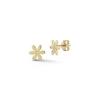 14k gold & diamond flower stud earrings