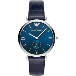 Emporio Armani Three-Hand Blue Leather Watch