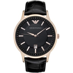 Emporio Armani Mens AR2425 Black Dial Black Leather Watch