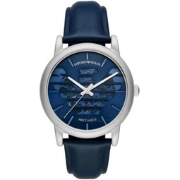 Emporio Armani Mens Automatic Blue Leather Watch (Model: AR60030)