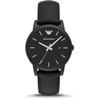 Emporio Armani Mens AR1973 Dress Black Leather Quartz Watch