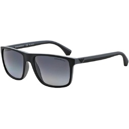 엠포리오 아르마니 EA4033 사각형 선글라스 남성용 + 무료 무료 무료 안경 관리 키트, 블랙