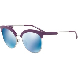 Emporio Armani EA4102 Sunglasses Violet Silver w/Dark Blue Mirror Lens 561055 EA 4102