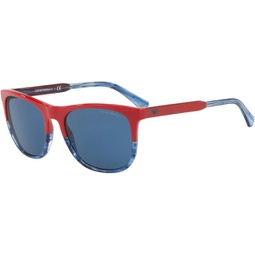 Emporio Armani EA4099 Sunglasses Red Transparent Striped Blue w/Blue Lens 557380 EA 4099