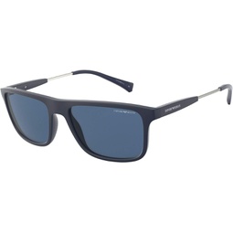 Emporio Armani Man Sunglasses Matte Blue Frame, Blue Lenses, 56MM