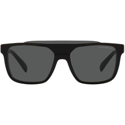 Emporio Armani Mens EA4193F Low Bridge Fit Square Sunglasses, Shiny Black/Dark Grey, 31 mm