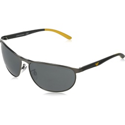 Emporio Armani Man Sunglasses Matte Gunmetal Frame, Grey Mirror Silver Lenses, 64MM