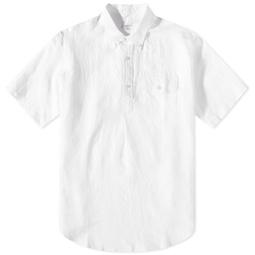 Engineered Garments Popover Button Down Short Sleeve Shirt White Handkerchief Linen