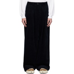 Navy Pleated Trousers 232175M191013