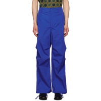 Blue Pleated Trousers 231175M191020