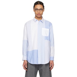 White & Blue Patchwork Shirt 241175M192004