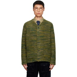 Green Button-Up Cardigan 232175M200001
