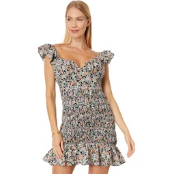Womens English Factory Floral Smocked Mini Dress