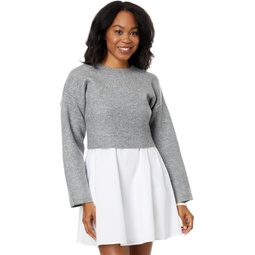 Womens English Factory Sweater with Poplin Mini Dress