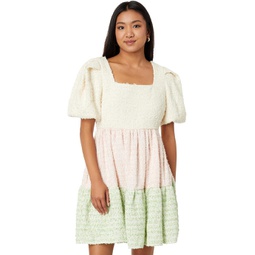 English Factory Color-Block Tweed Mini Dress