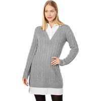 English Factory Cable Knit Mixed Media Sweaterdress