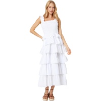 Womens English Factory Smocked Bust Multi Ruffled Maxi Gown
