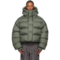 Green Hooded Down Jacket 241940M178001
