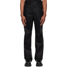 Black Wet Faux-Leather Pants 241940M191006