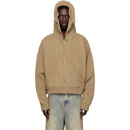 Beige Full Zip Hoodie 242940M202031