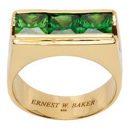 Gold & Green Three Stone Ring 231600M147014