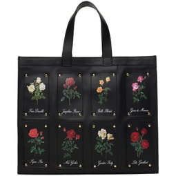 Black Patched Rose Shopper Tote 231600M172000