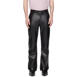 Black Flared Leather Trousers 231600M189002