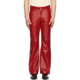 Red Flared Leather Trousers 231600M189000