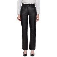 Black Straight-Fit Leather Pants 232600F084000