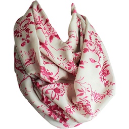 Etwoa Birds and Floral Print Infinity Scarf Circle Loop Scarf
