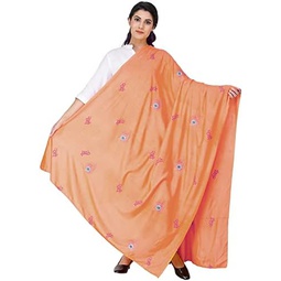Exotic India Radhe Prayer Shawl with Embroidered Peacock Feather - PolyCotton